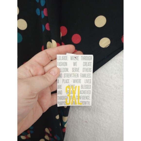 NWT LuLaRoe Tunic Top Plus Size 3XL Black with Colorful Dots Stretch Lightweight - Picture 7 of 16